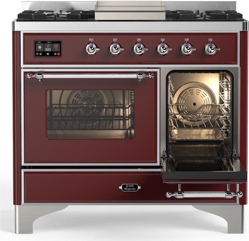 Ilve UMD40FNR3BUCLP Burgundy With Chrome Trim, Liquid Propane
