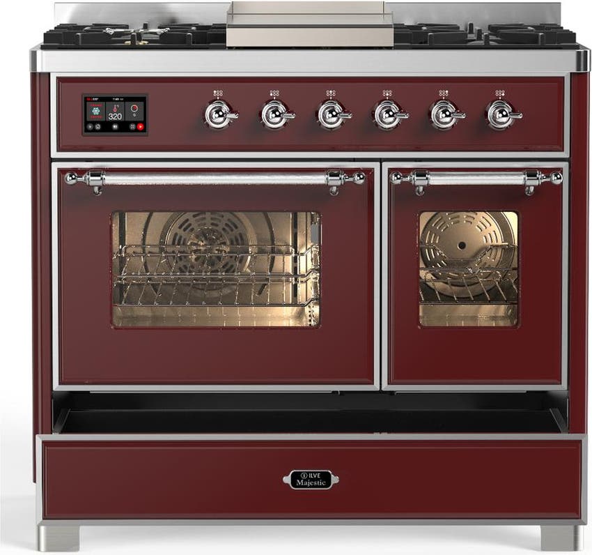 Ilve UMD40FNR3BUCLP Burgundy With Chrome Trim, Liquid Propane