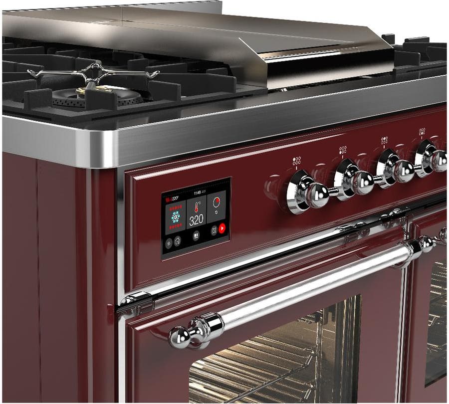 Ilve UMD40FNR3BUC Burgundy With Chrome Trim, Natural Gas