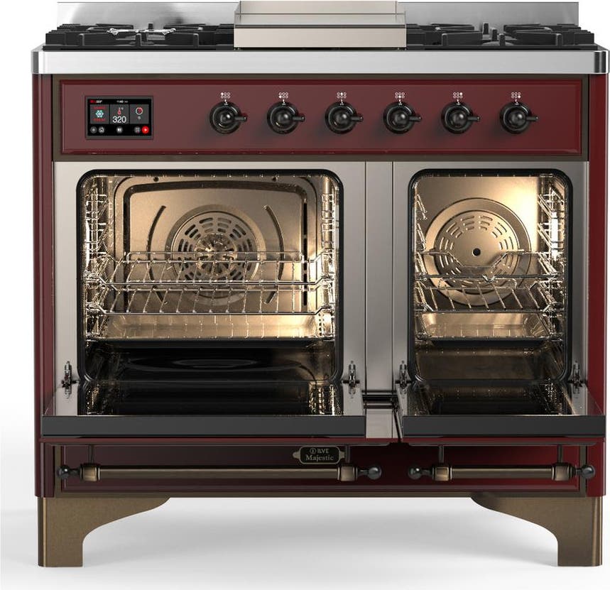 Ilve UMD40FNR3BUBLP Burgundy With Burnished Trim, Liquid Propane