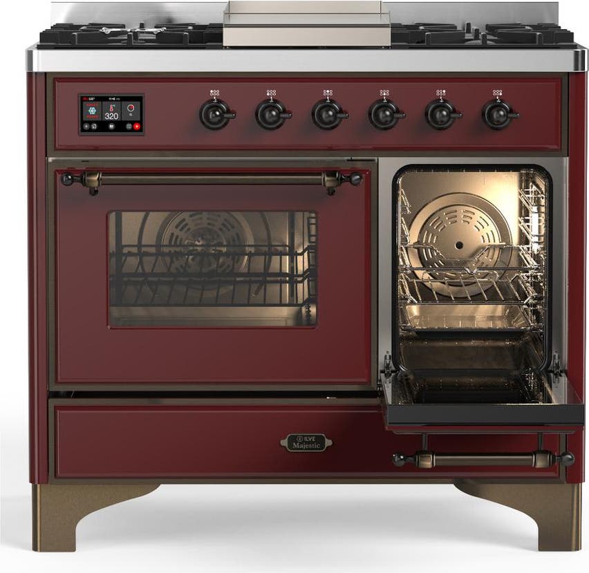 Ilve UMD40FNR3BUBLP Burgundy With Burnished Trim, Liquid Propane