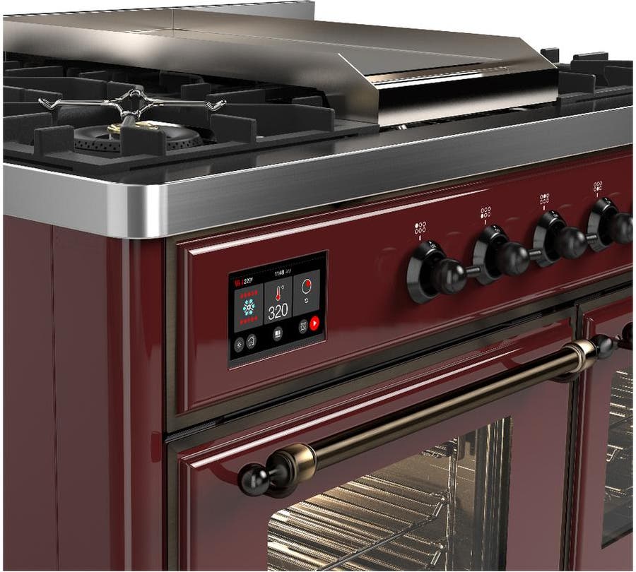 Ilve UMD40FNR3BUBLP Burgundy With Burnished Trim, Liquid Propane