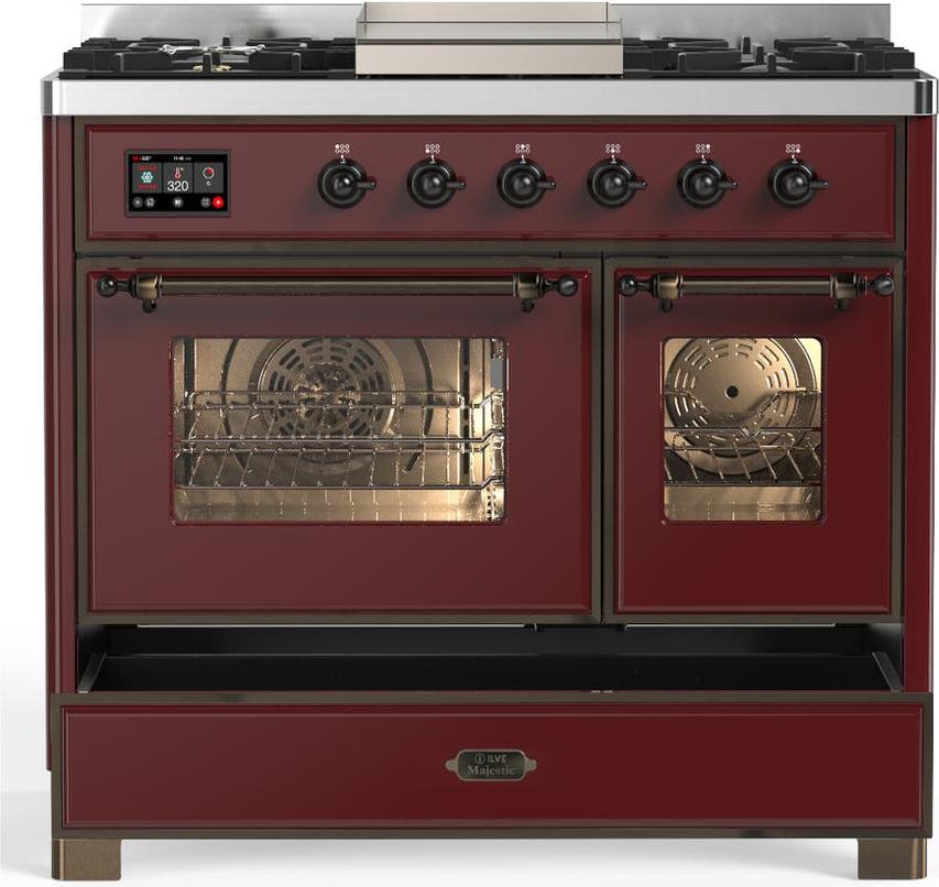 Ilve UMD40FNR3BUB Burgundy With Burnished Trim, Natural Gas