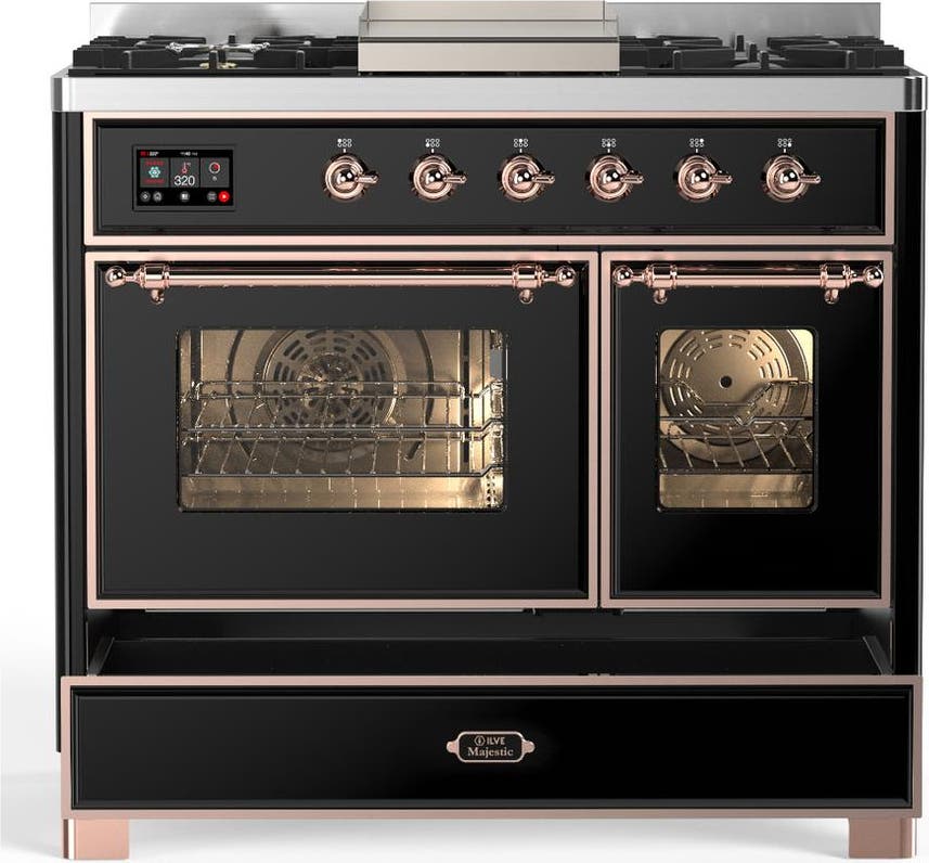 Ilve UMD40FNR3BKPLP Glossy Black With Copper Trim, Liquid Propane