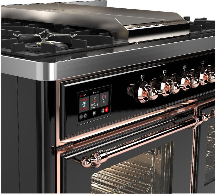 Ilve UMD40FNR3BKPLP Glossy Black With Copper Trim, Liquid Propane