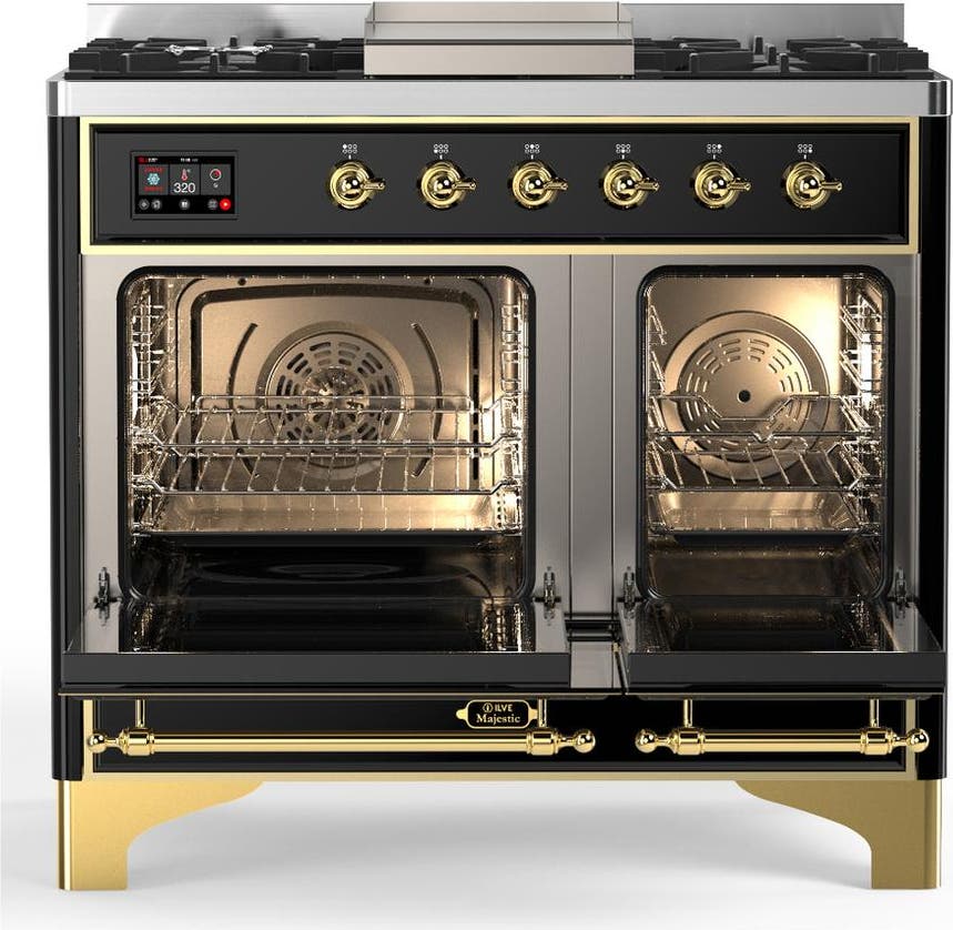 Ilve UMD40FNR3BKGLP Glossy Black With Brass Trim, Liquid Propane