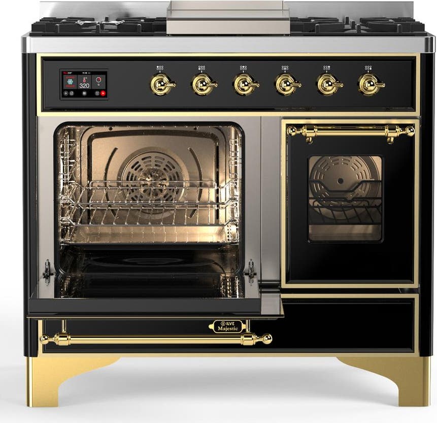 Ilve UMD40FNR3BKGLP Glossy Black With Brass Trim, Liquid Propane