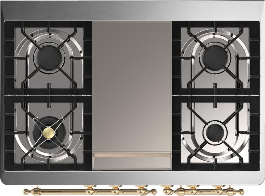 Ilve UMD40FNR3BKGLP Glossy Black With Brass Trim, Liquid Propane