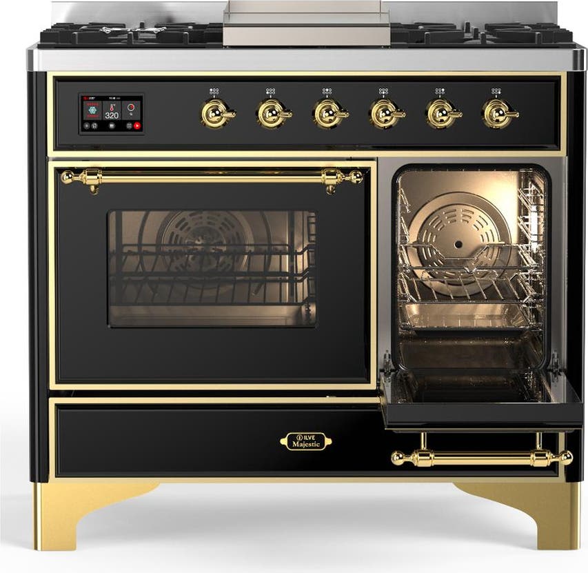Ilve UMD40FNR3BKG Glossy Black With Brass Trim, Natural Gas