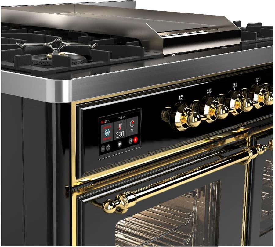 Ilve UMD40FNR3BKG Glossy Black With Brass Trim, Natural Gas