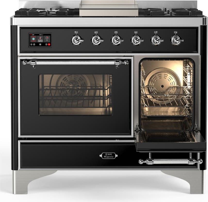 Ilve UMD40FNR3BKCLP Glossy Black With Chrome Trim, Liquid Propane