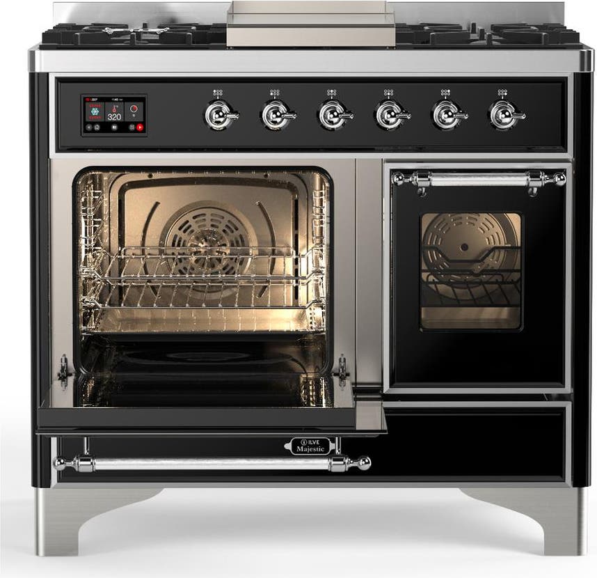 Ilve UMD40FNR3BKC Glossy Black With Chrome Trim, Natural Gas