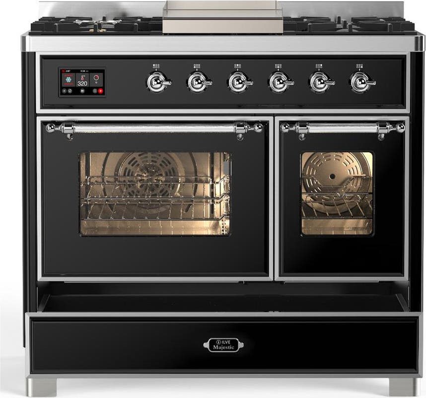 Ilve UMD40FNR3BKC Glossy Black With Chrome Trim, Natural Gas