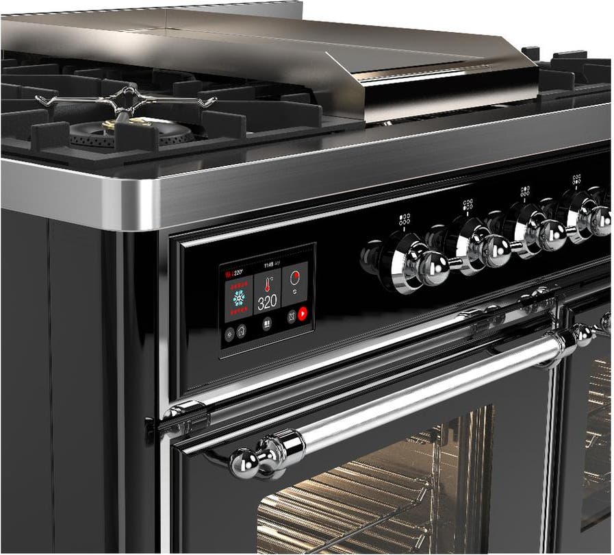 Ilve UMD40FNR3BKC Glossy Black With Chrome Trim, Natural Gas