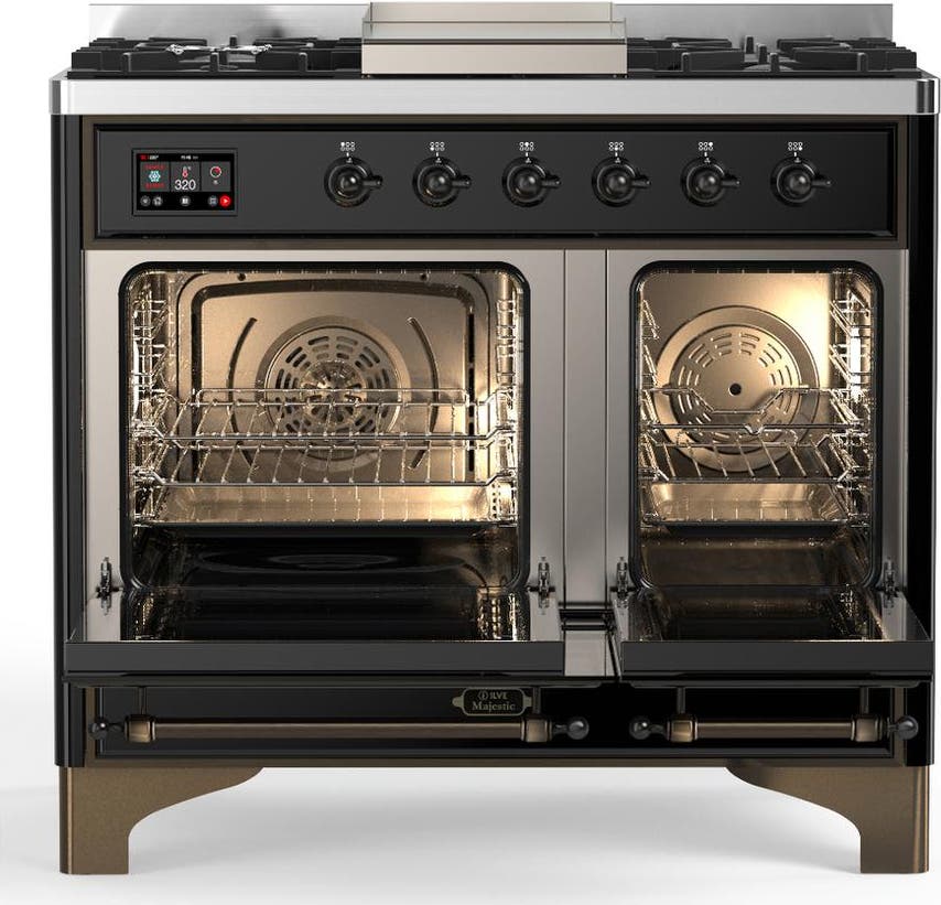 Ilve UMD40FNR3BKBLP Glossy Black With Burnished Trim, Liquid Propane