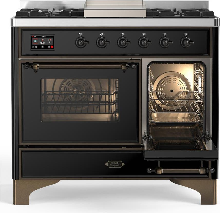 Ilve UMD40FNR3BKBLP Glossy Black With Burnished Trim, Liquid Propane