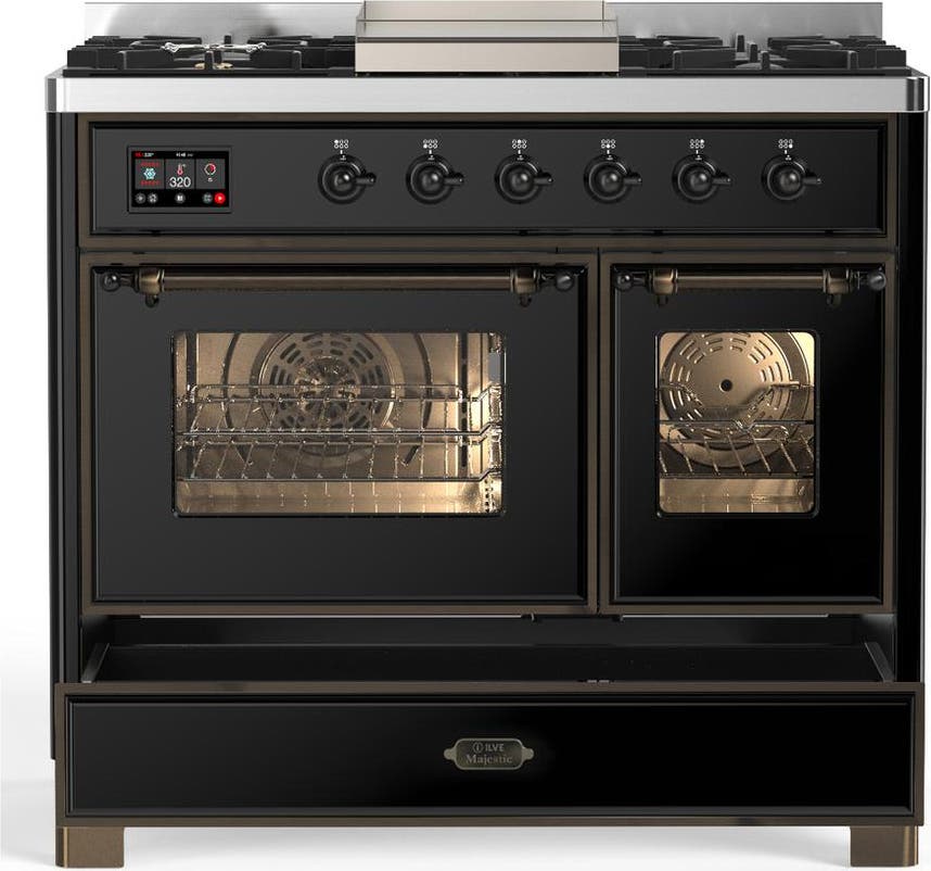 Ilve UMD40FNR3BKB Glossy Black With Burnished Trim, Natural Gas