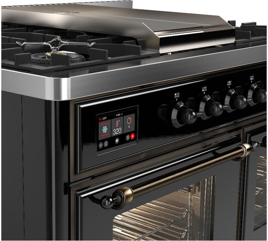 Ilve UMD40FNR3BKB Glossy Black With Burnished Trim, Natural Gas
