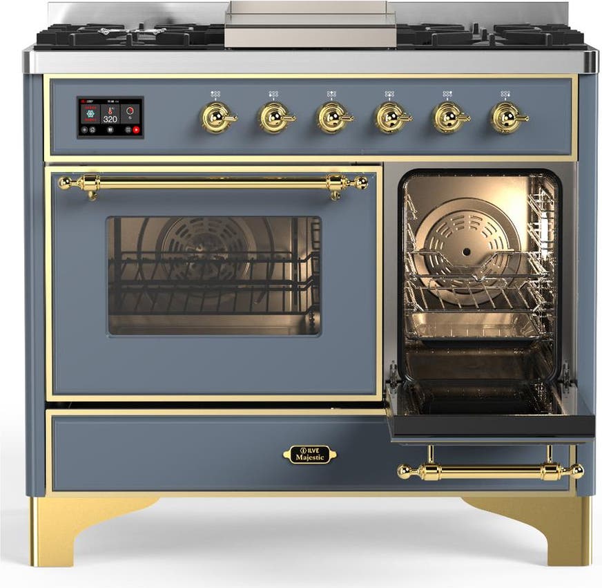 Ilve UMD40FNR3BGG Blue Grey With Brass Trim, Natural Gas