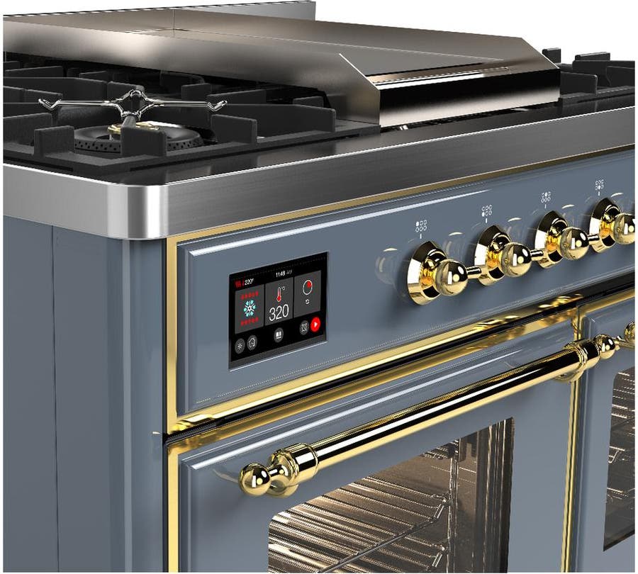 Ilve UMD40FNR3BGG Blue Grey With Brass Trim, Natural Gas