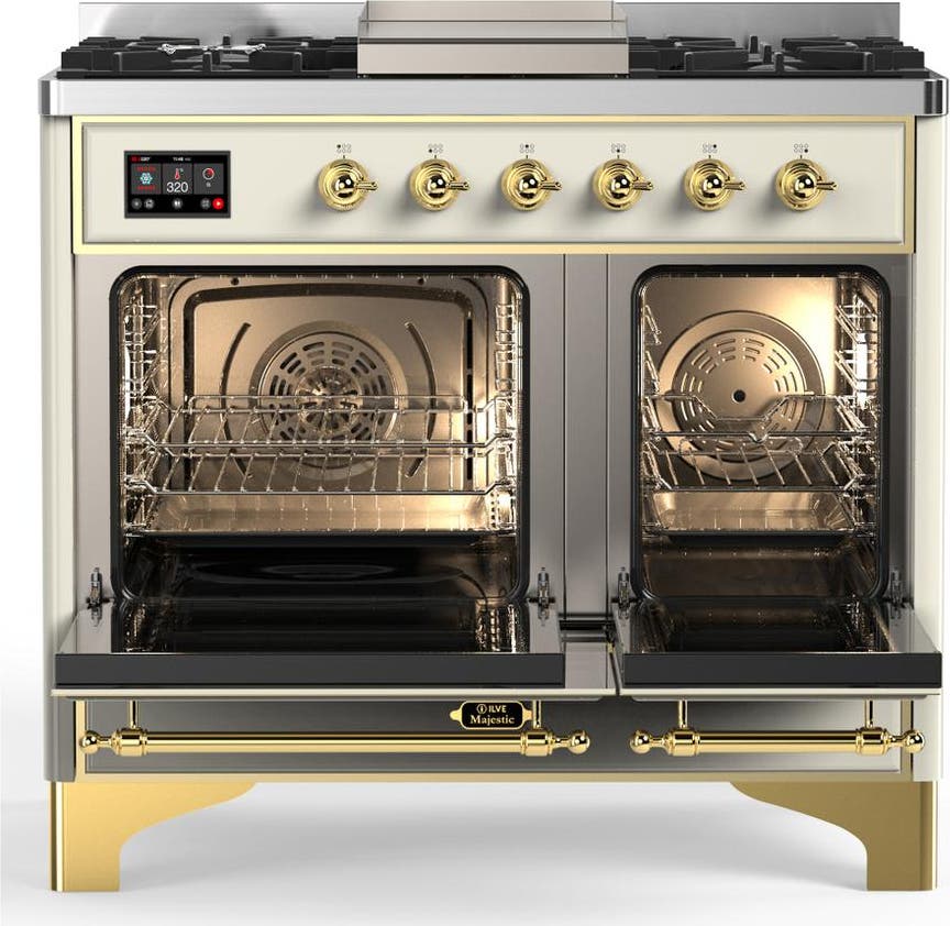 Ilve UMD40FNR3AWGLP Antique White With Brass Trim, Liquid Propane