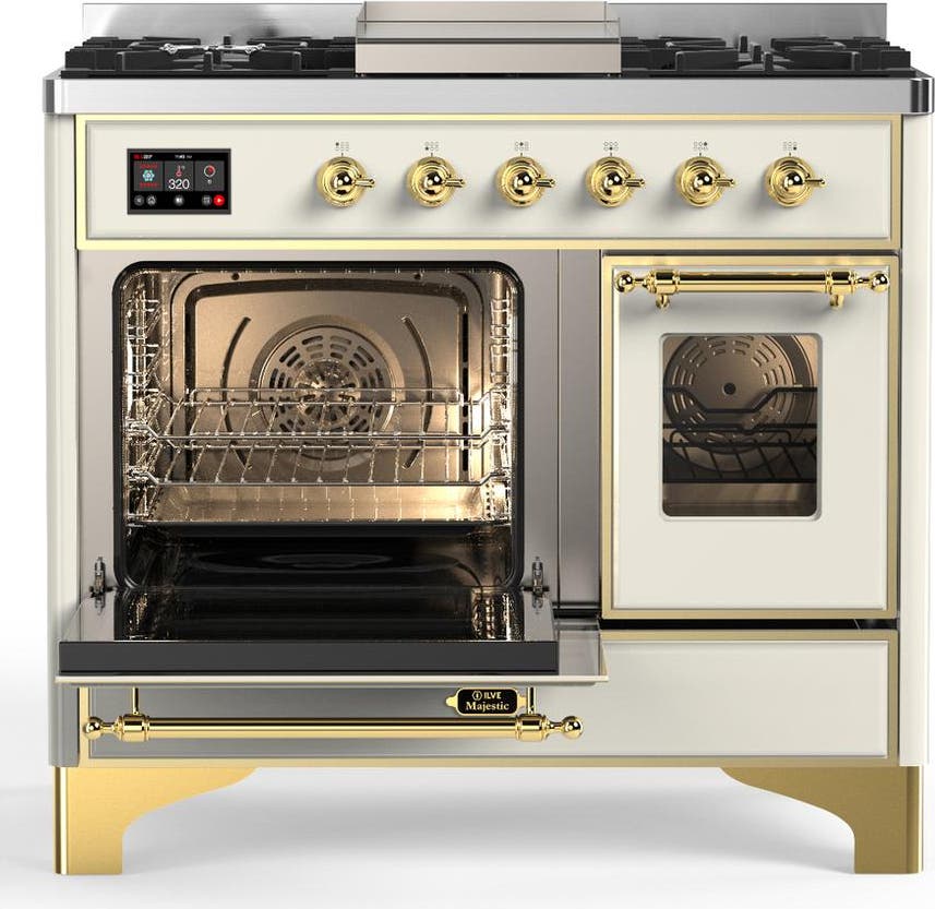 Ilve UMD40FNR3AWGLP Antique White With Brass Trim, Liquid Propane