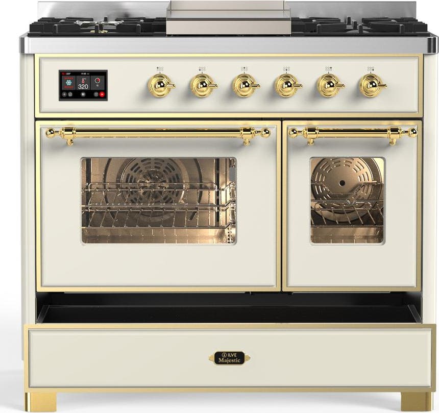 Ilve UMD40FNR3AWGLP Antique White With Brass Trim, Liquid Propane