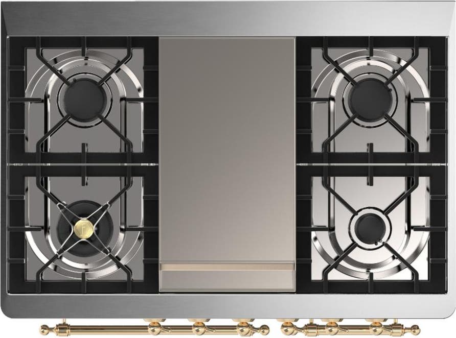 Ilve UMD40FNR3AWGLP Antique White With Brass Trim, Liquid Propane