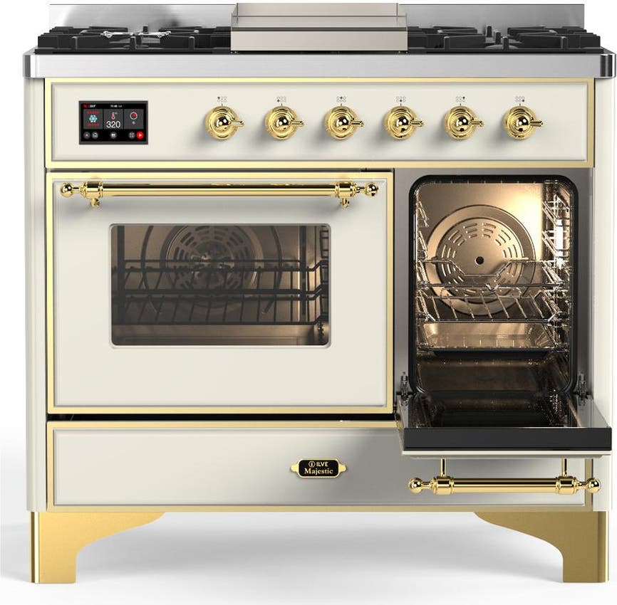 Ilve UMD40FNR3AWG Antique White With Brass Trim, Natural Gas