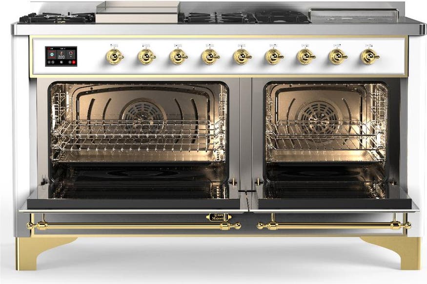 Ilve UM60FSQNR3WHGLP White With Brass Trim, Liquid Propane