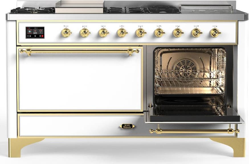 Ilve UM60FSQNR3WHGLP White With Brass Trim, Liquid Propane