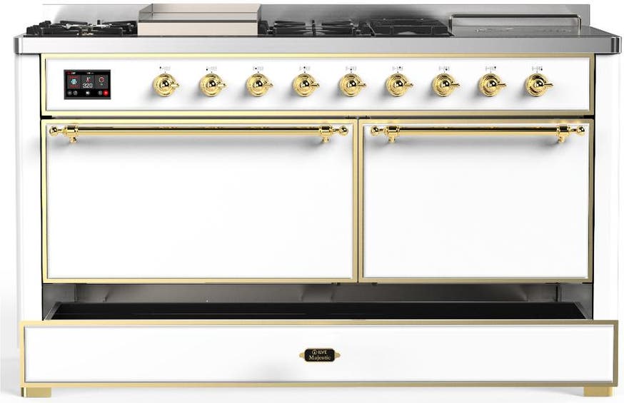 Ilve UM60FSQNR3WHGLP White With Brass Trim, Liquid Propane