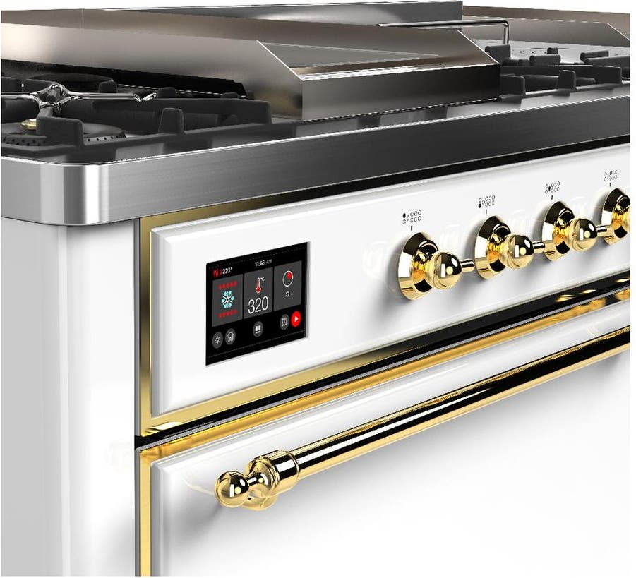 Ilve UM60FSQNR3WHGLP White With Brass Trim, Liquid Propane