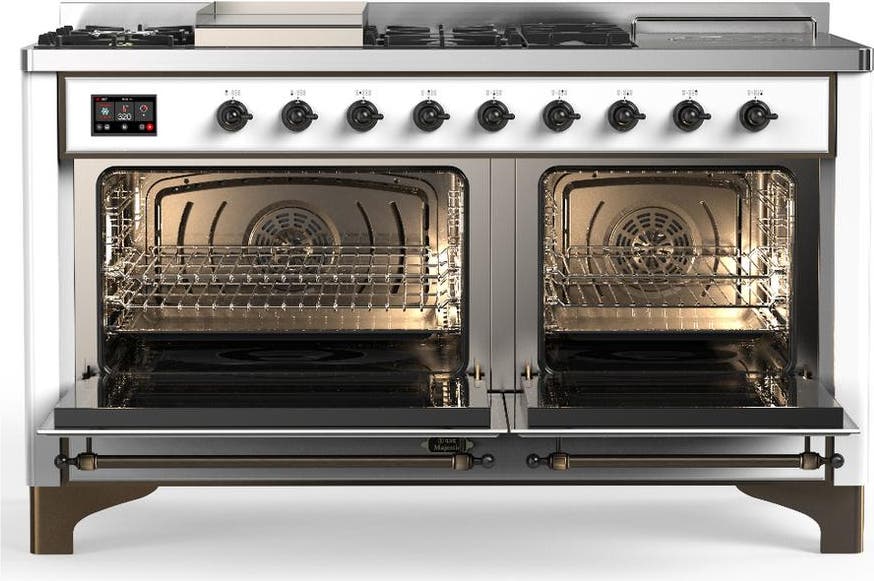 Ilve UM60FSQNR3WHBLP White With Burnished Trim, Liquid Propane