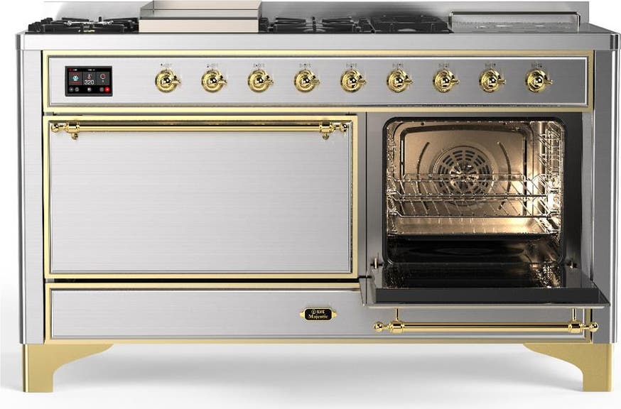 Ilve UM60FSQNR3SSGLP Stainless Steel With Brass Trim, Liquid Propane