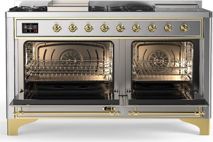 Ilve UM60FSQNR3SSG Stainless Steel With Brass Trim, Natural Gas
