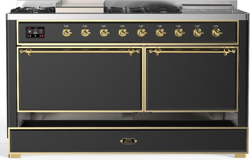 Ilve UM60FSQNR3MGGLP Matte Graphite With Brass Trim, Liquid Propane