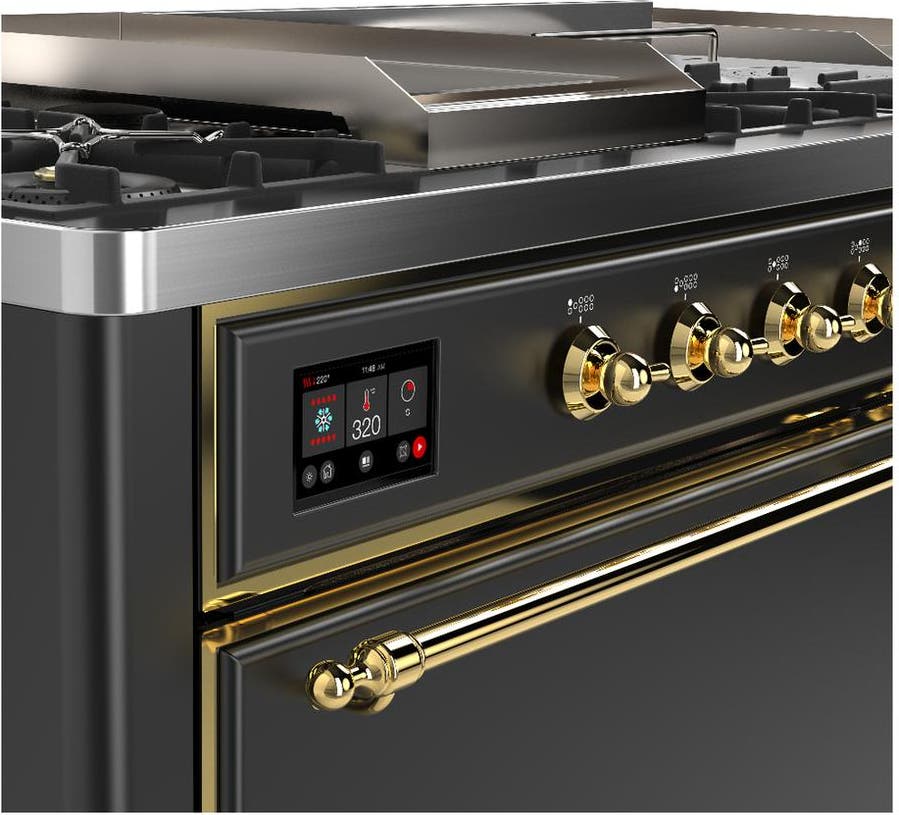 Ilve UM60FSQNR3MGGLP Matte Graphite With Brass Trim, Liquid Propane