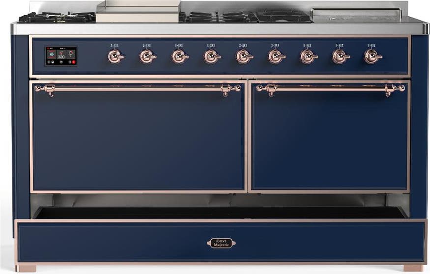 Ilve UM60FSQNR3MBPLP Midnight Blue With Copper Trim, Liquid Propane