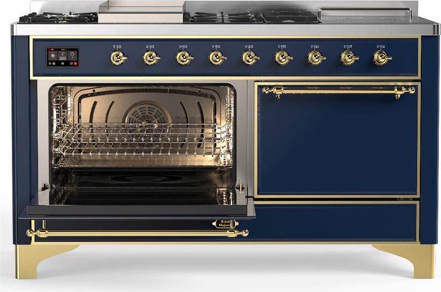 Ilve UM60FSQNR3MBGLP Midnight Blue With Brass Trim, Liquid Propane