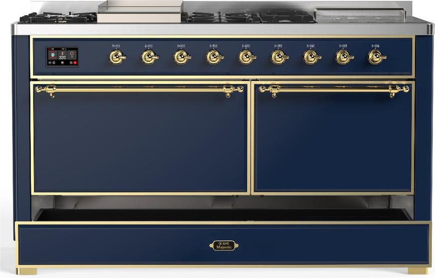 Ilve UM60FSQNR3MBGLP Midnight Blue With Brass Trim, Liquid Propane
