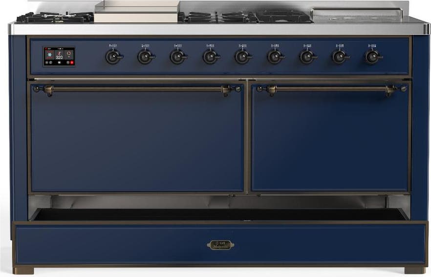 Ilve UM60FSQNR3MBBLP Midnight Blue With Burnished Trim, Liquid Propane