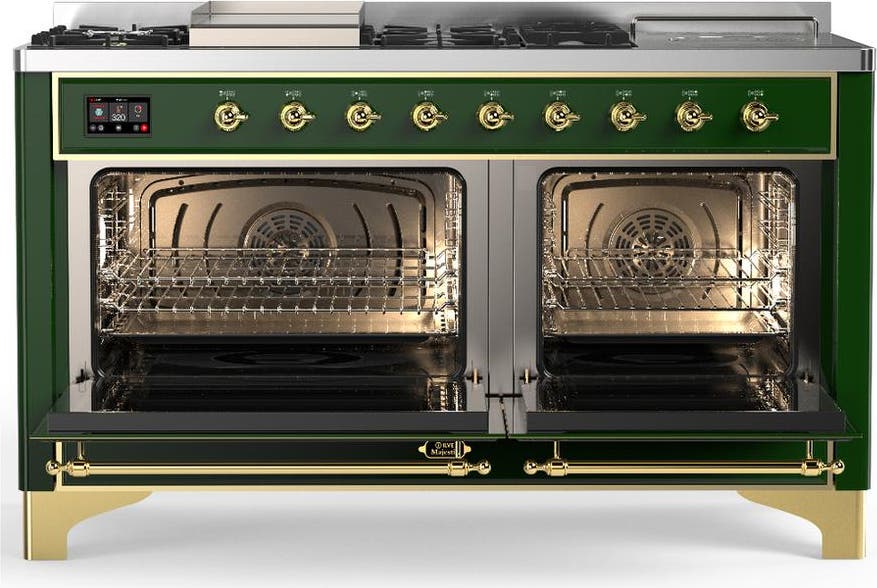 Ilve UM60FSQNR3EGGLP Emerald Green With Brass Trim, Liquid Propane