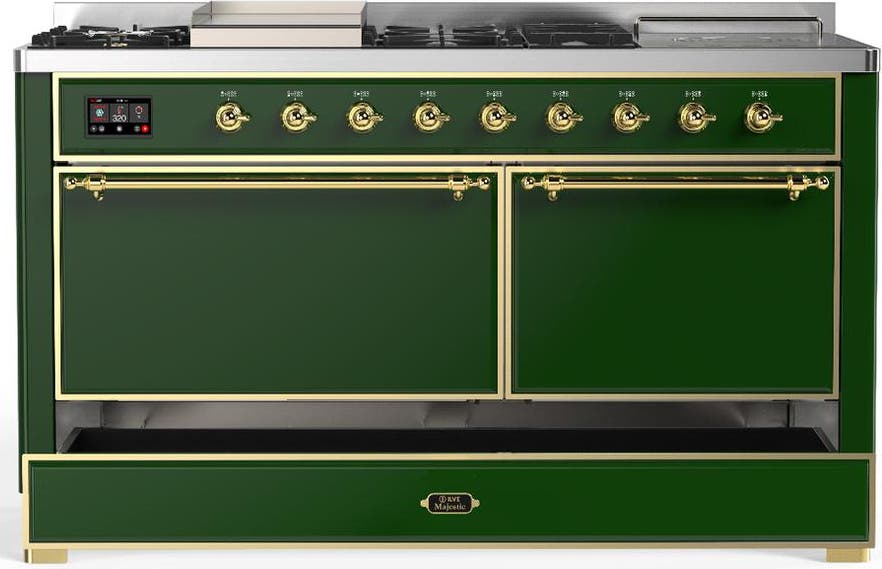 Ilve UM60FSQNR3EGGLP Emerald Green With Brass Trim, Liquid Propane