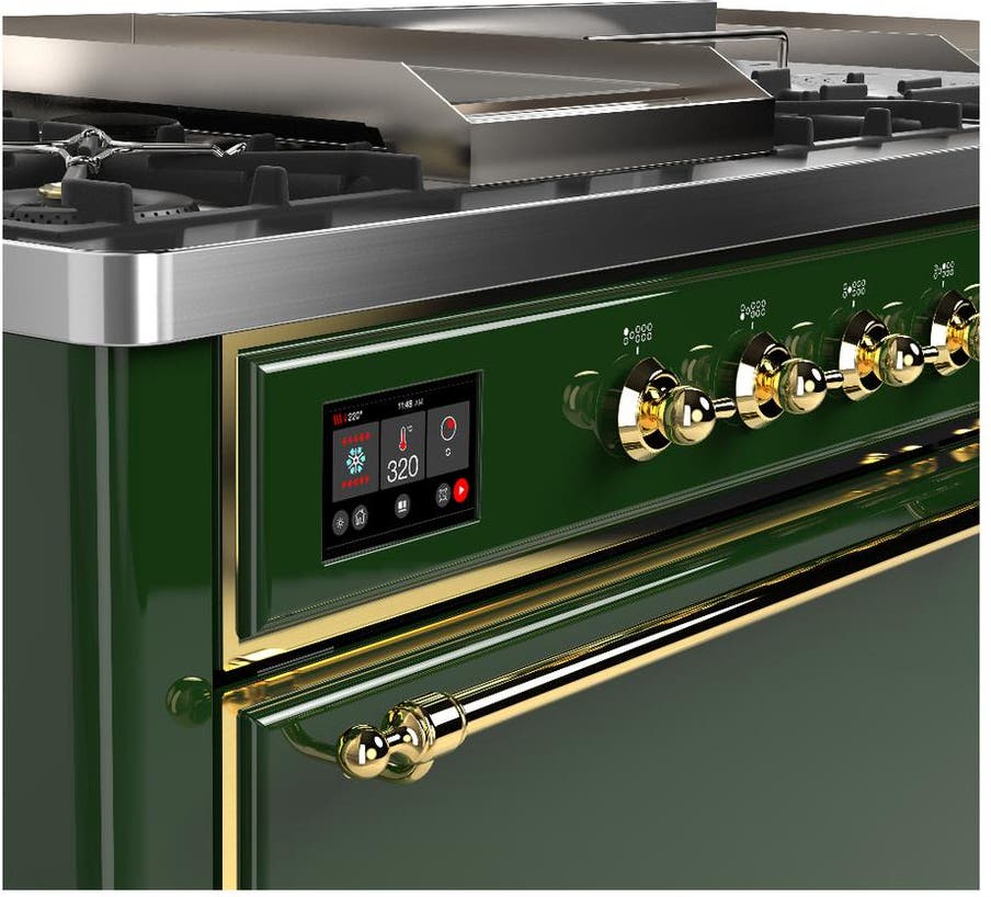 Ilve UM60FSQNR3EGGLP Emerald Green With Brass Trim, Liquid Propane