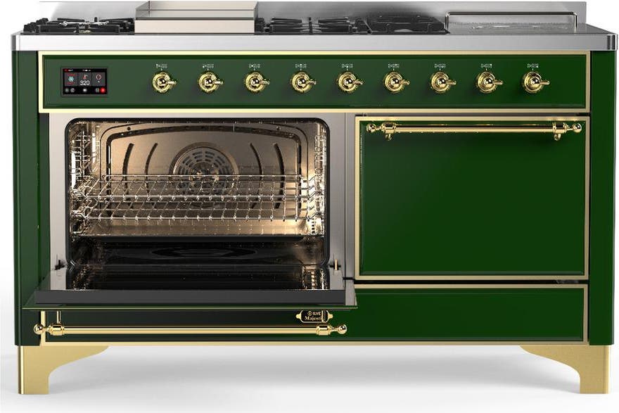 Ilve UM60FSQNR3EGG Emerald Green With Brass Trim, Natural Gas