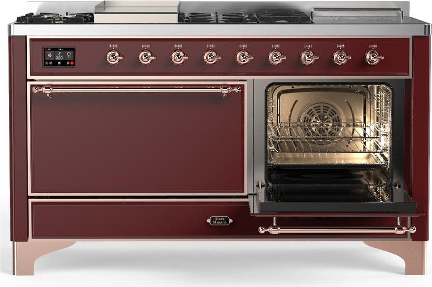 Ilve UM60FSQNR3BUPLP Burgundy With Copper Trim, Liquid Propane