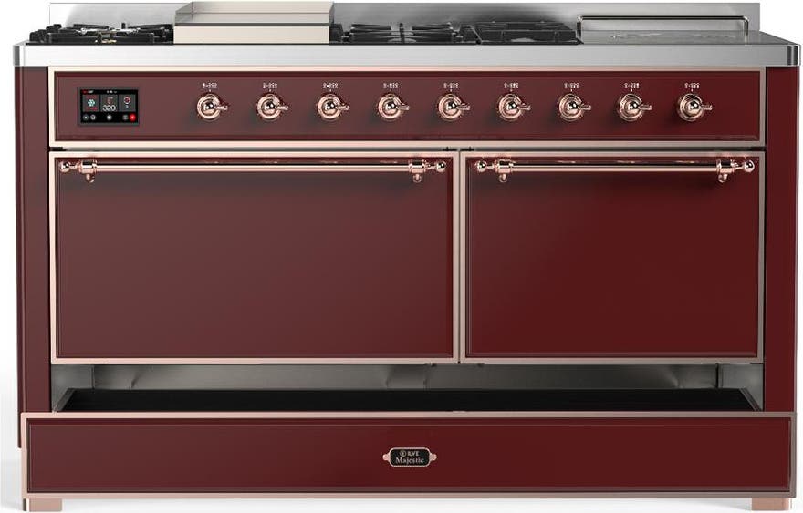 Ilve UM60FSQNR3BUPLP Burgundy With Copper Trim, Liquid Propane