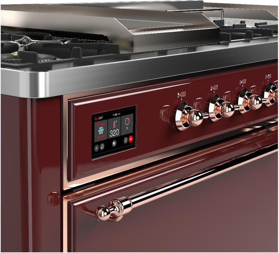 Ilve UM60FSQNR3BUPLP Burgundy With Copper Trim, Liquid Propane