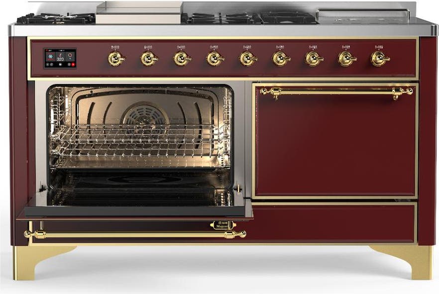 Ilve UM60FSQNR3BUG Burgundy With Brass Trim, Natural Gas